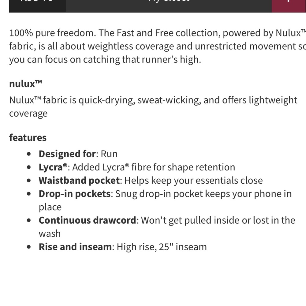 Lululemon Fast and Free Tight II 25" *Non-Reflective Nulux Incognito Camo SZ‎ 2 - Picture 10 of 10